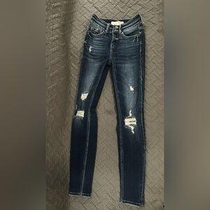 Classic Distressed Dark Blue Skinny Jeans